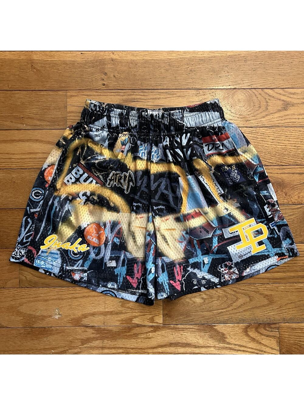 Inaka Power Graffiti Full Print Mesh Basketball Athletic Shorts 5” Small